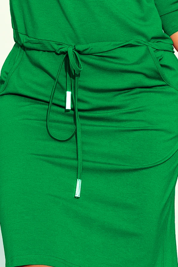 13-95 Rochie sportivă cu legături și buzunare - VERDE