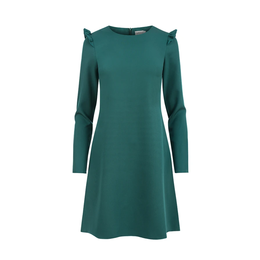 264-1 NELL Rochie trapezoidală cu volane - VERDE