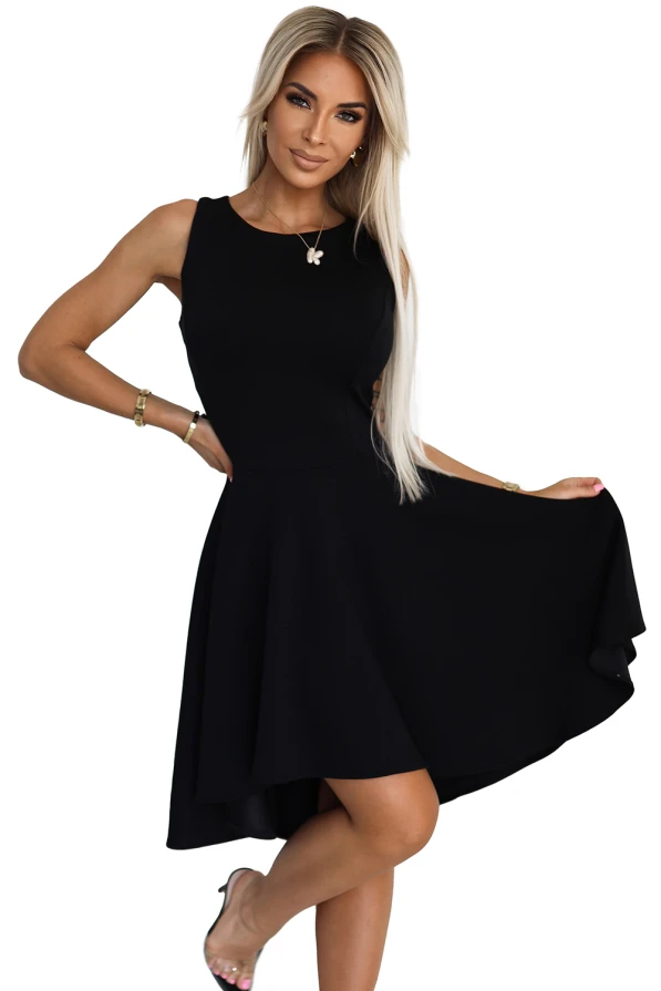 575-1 O rochie unica cu spatele mai lung - neagra