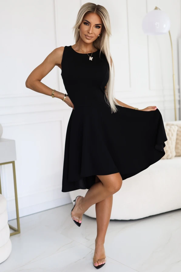 575-1 O rochie unica cu spatele mai lung - neagra