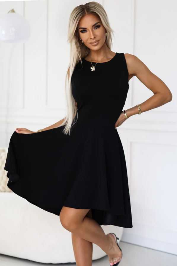 575-1 O rochie unica cu spatele mai lung - neagra